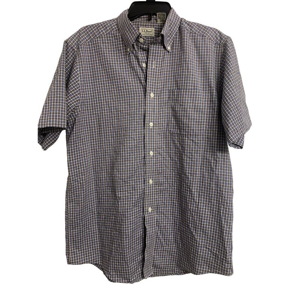 L.L. Bean M Regular Plaid Cotton Classic Button Down Shirt Lightweight